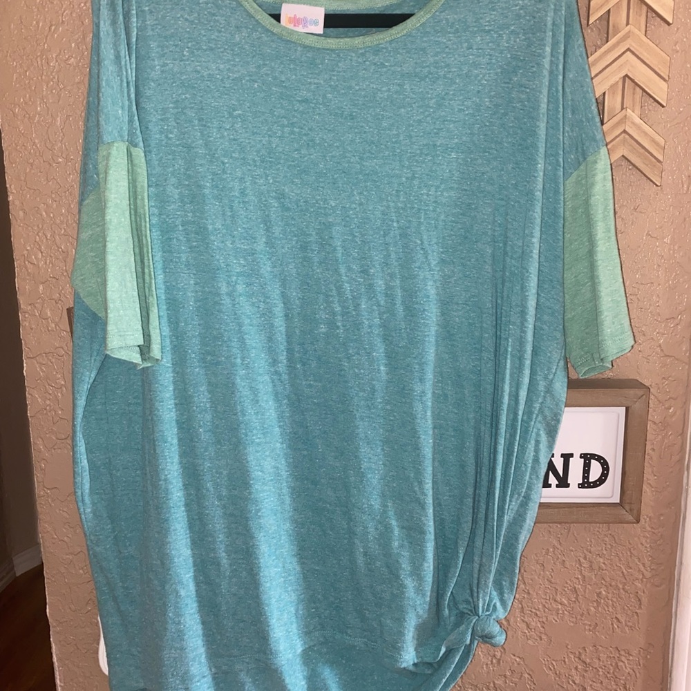 Women’s LuLaRoe Irma Tunic Top Two Tone Aqua and Green Size Large T1